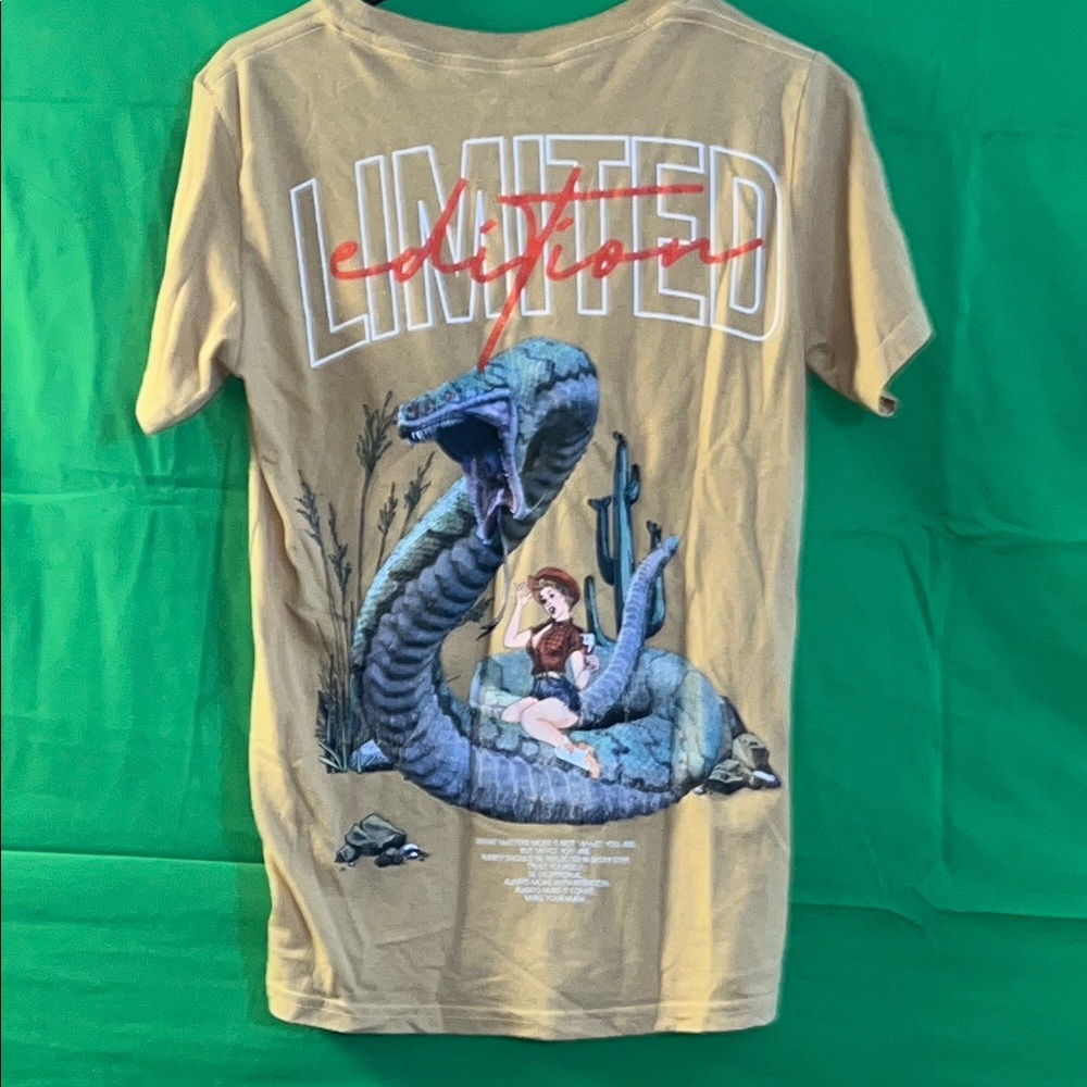 RARE Short Sleeve Graphic Tee Featuring a Cowgirl Riding a Gigantic Cobra
